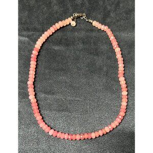 16"natural pink Rhodochrosite beaded necklace 925 tested